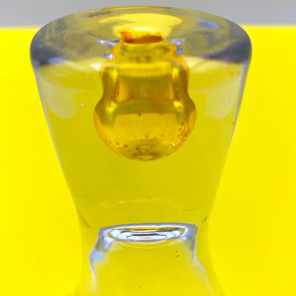 Vintage Shot Glass With Yellow Colored Ball Inside